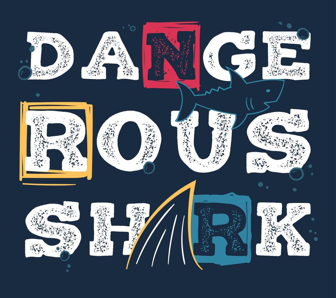 typographie de requin dangereux. illustration vectorielle dessinés à la main vecteur