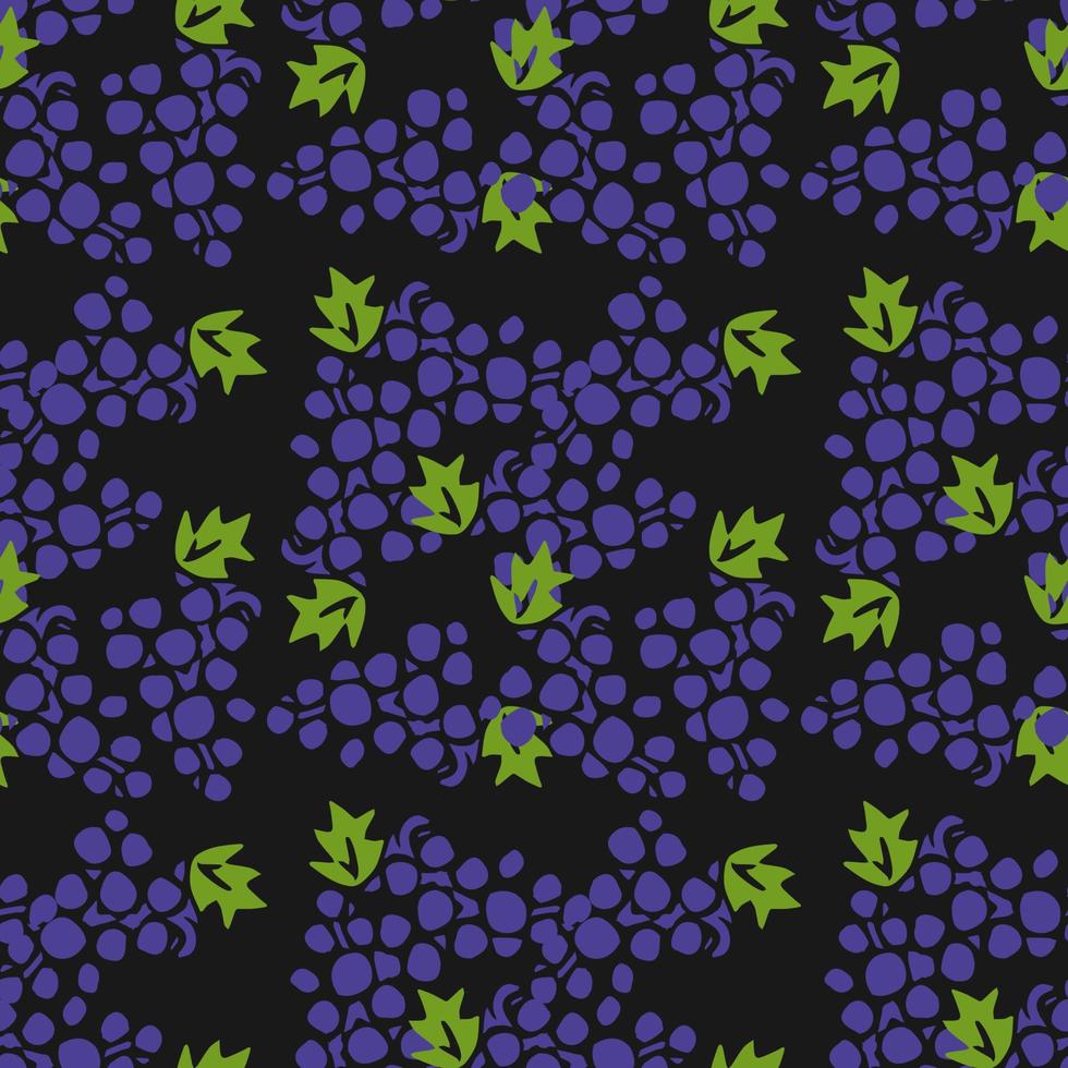 modèle de vecteur de raisin sans soudure. vecteur de doodle avec des icônes de raisins bleus. motif de raisins vintage