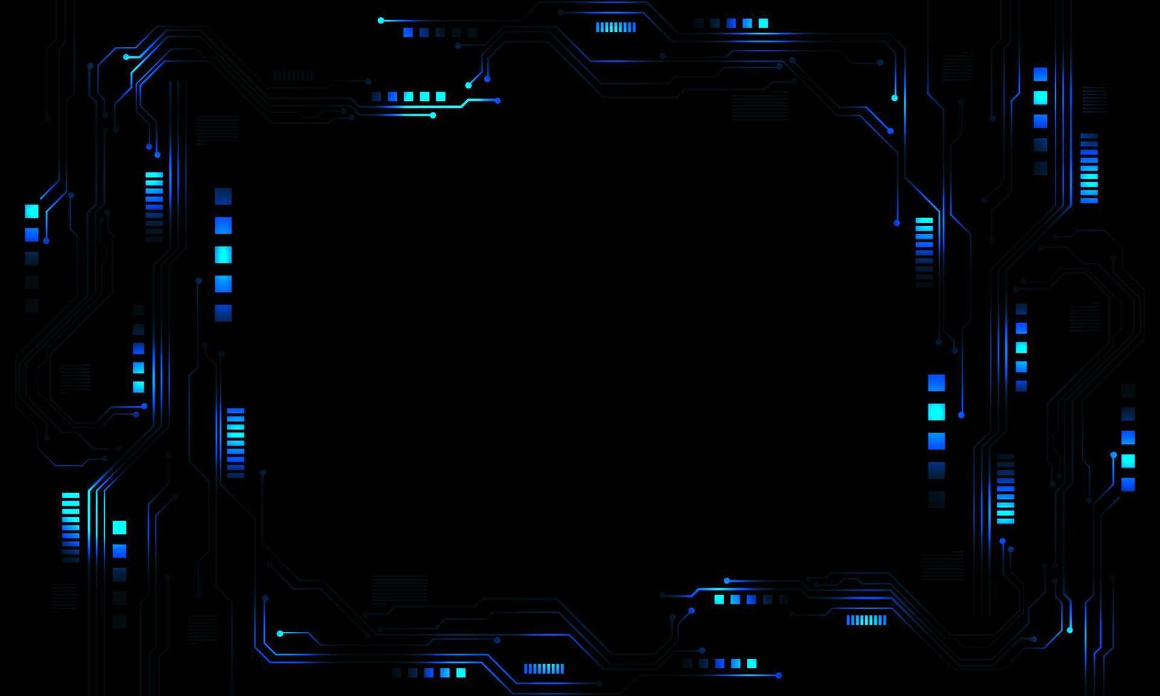 circuit d'énergie de la lumière bleue de la technologie cyber affichage sur le vecteur de fond créatif de conception de modèle futuriste noir