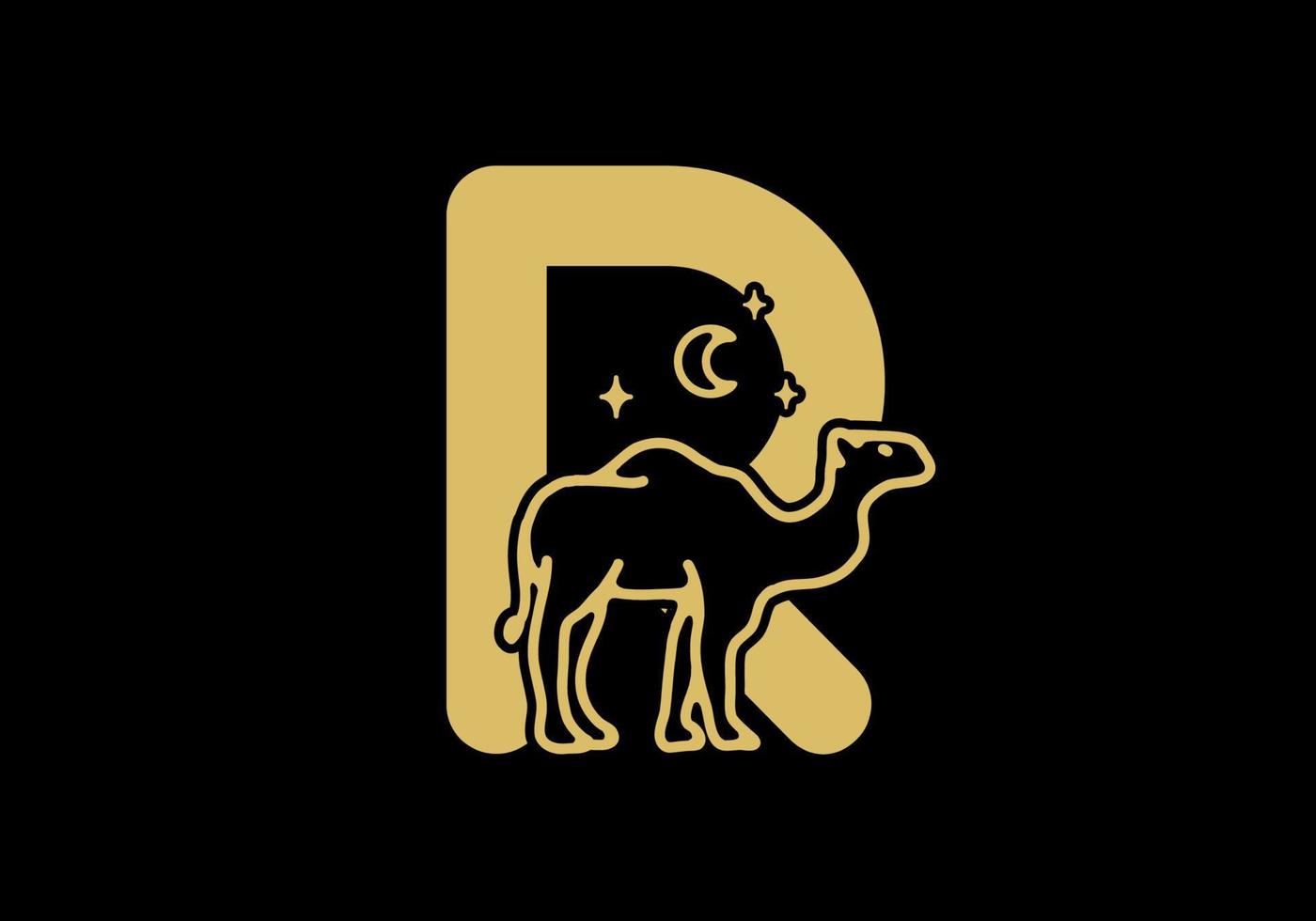 couleur marron de la lettre initiale r en forme de chameau vecteur
