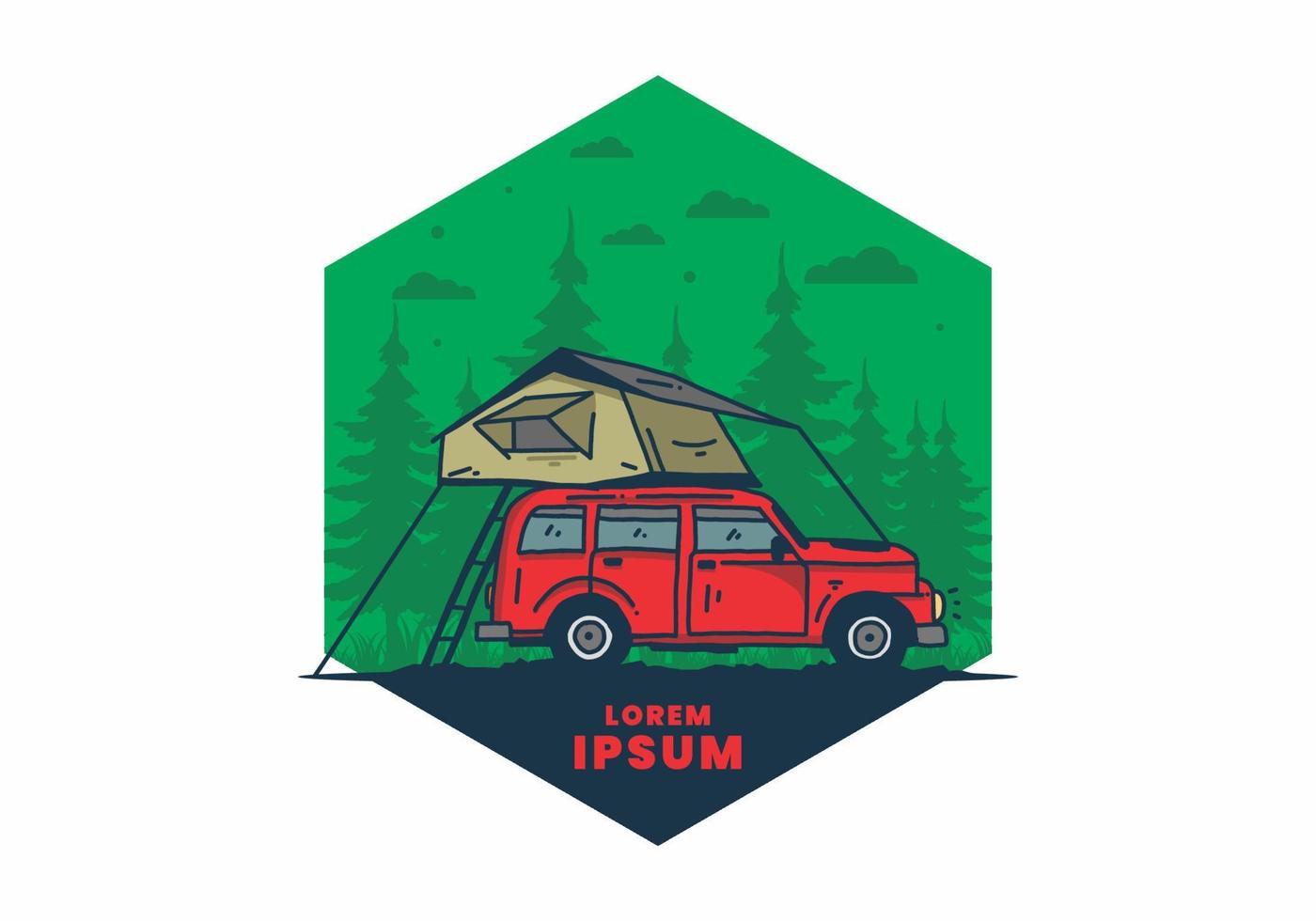 camping sur le toit de la voiture illustration vecteur