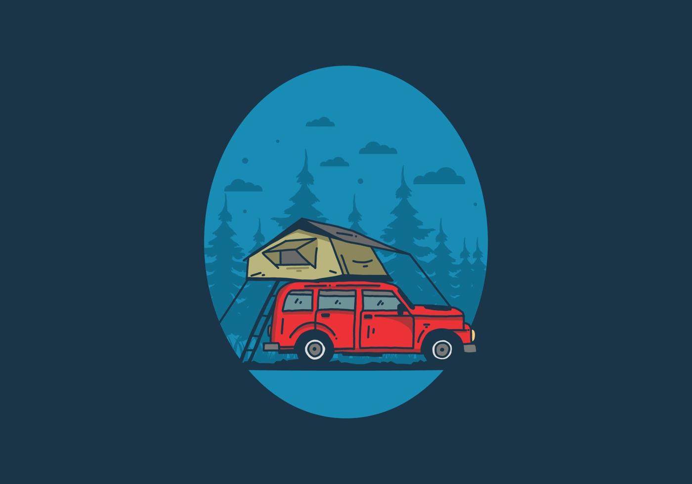 camping sur le toit de la voiture illustration vecteur