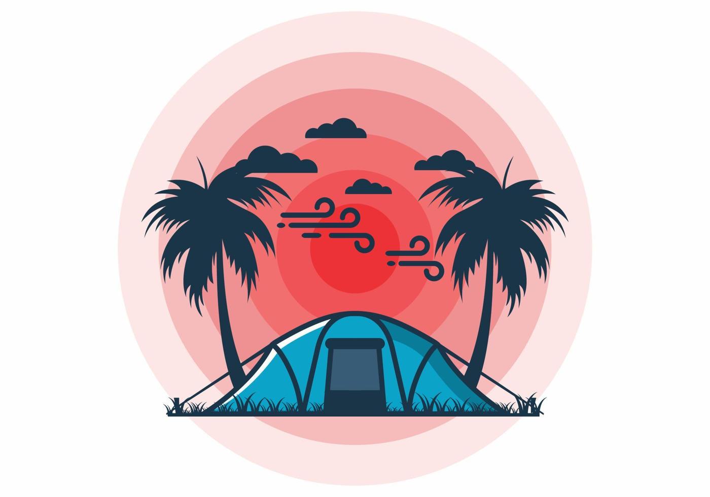 rester dans la tente sous les cocotiers illustration plate vecteur