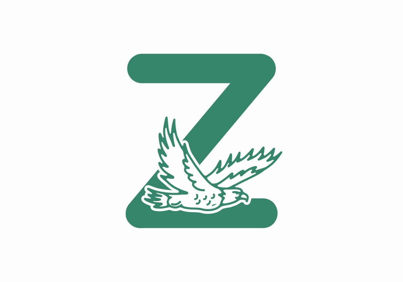 illustration d'art en ligne d'aigle volant avec lettre initiale z vecteur