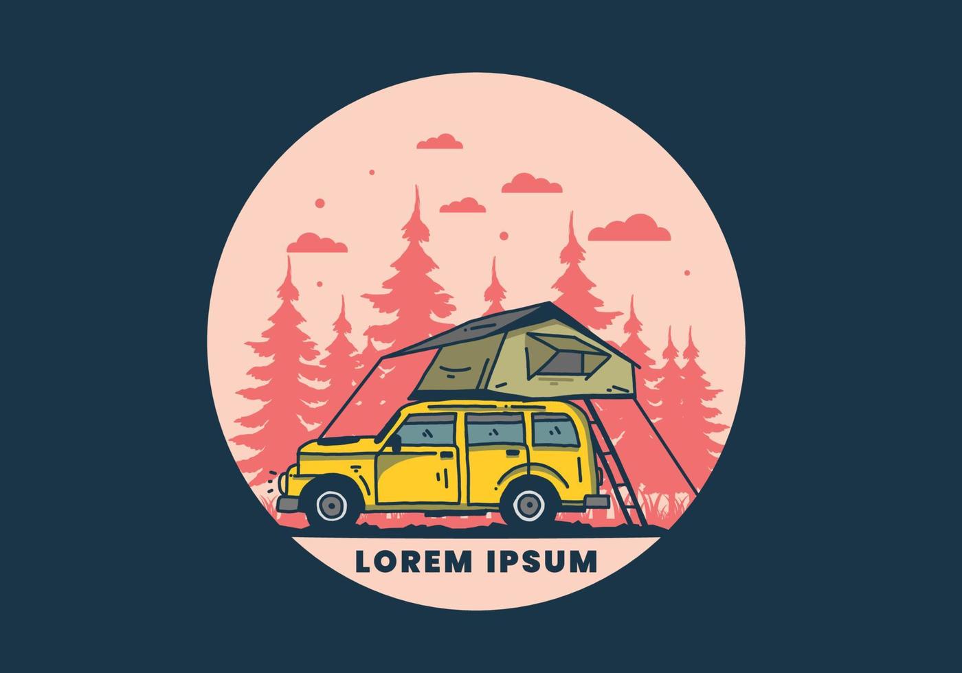 camping sur le toit de la voiture illustration vecteur