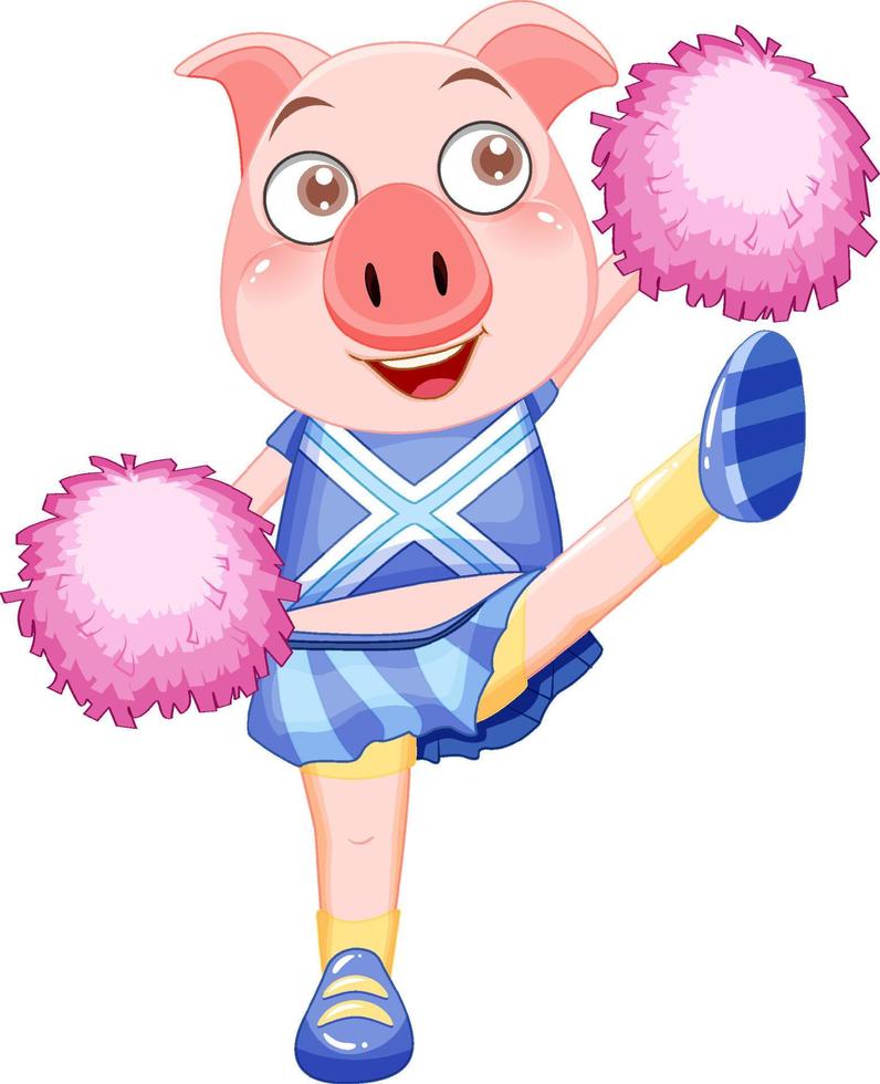 petit cochon en costume de pom-pom girl vecteur