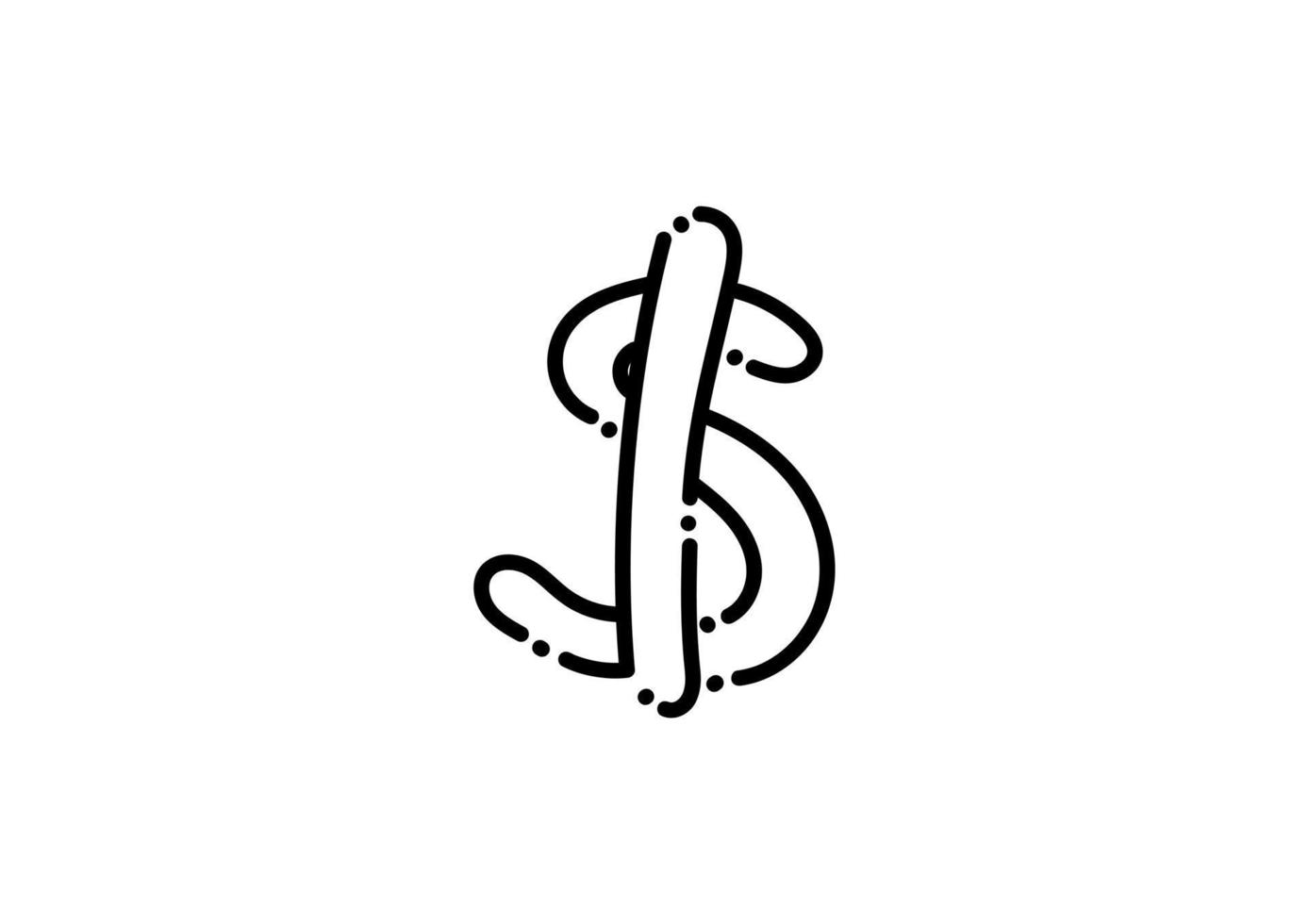 signe dollar dans le style de ligne pointillée vecteur