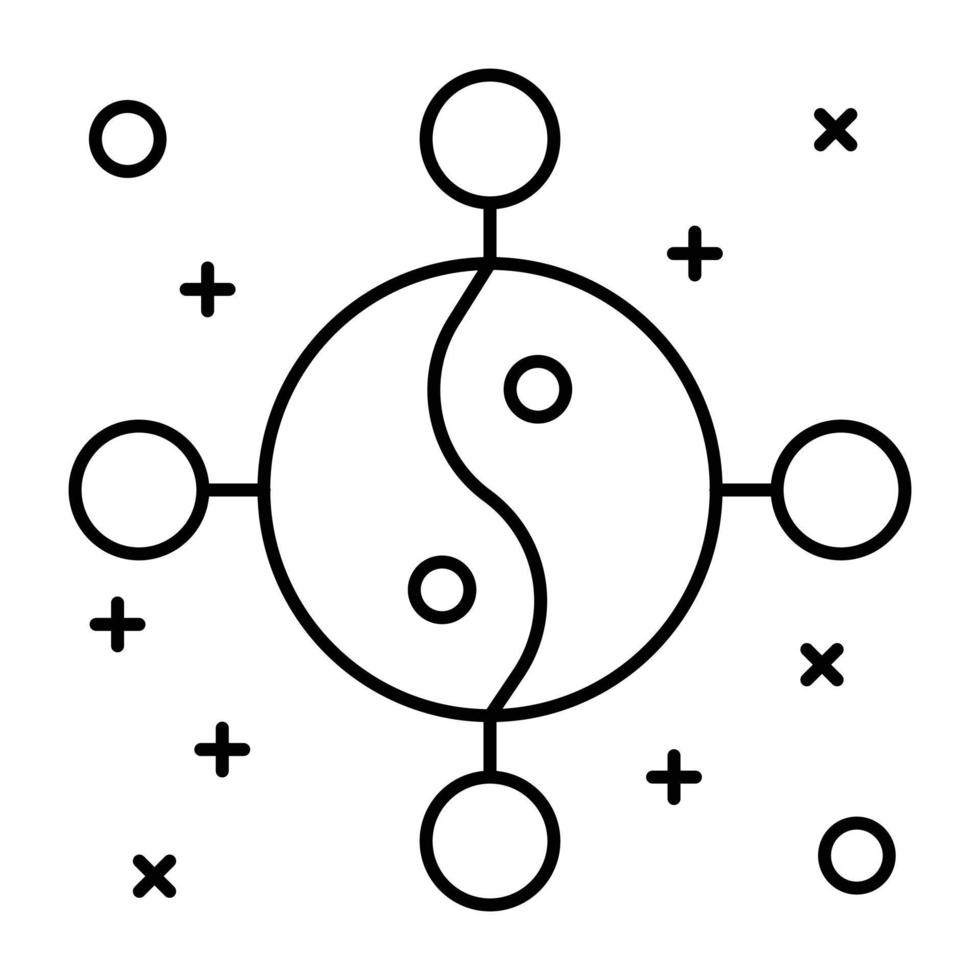 signe chinois, vecteur icône linéaire du yin yang