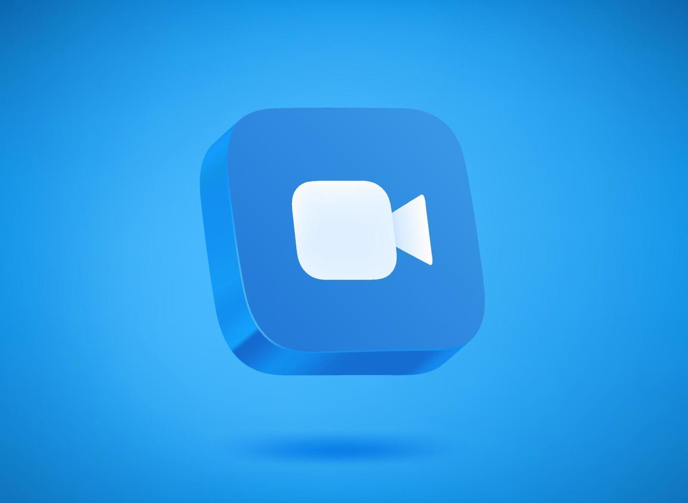 icône de l'application vidéo bleue sur fond bleu. illustration vectorielle 3d vecteur