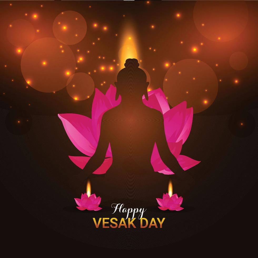 silhouette vectorielle pour la conception du jour du vesak heureux vecteur