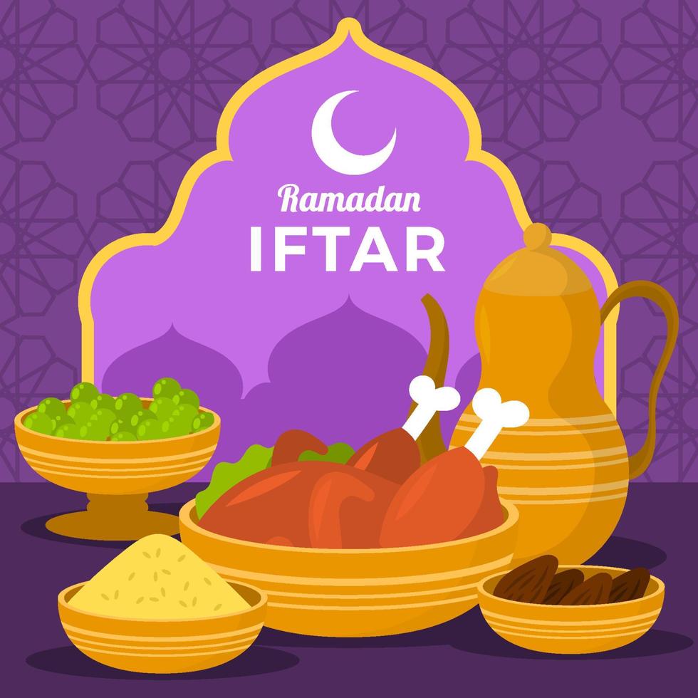 concept d'iftar du mois de ramadan vecteur