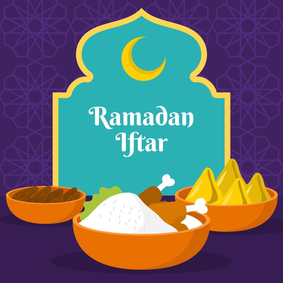 concept d'aliments iftar du ramadan vecteur