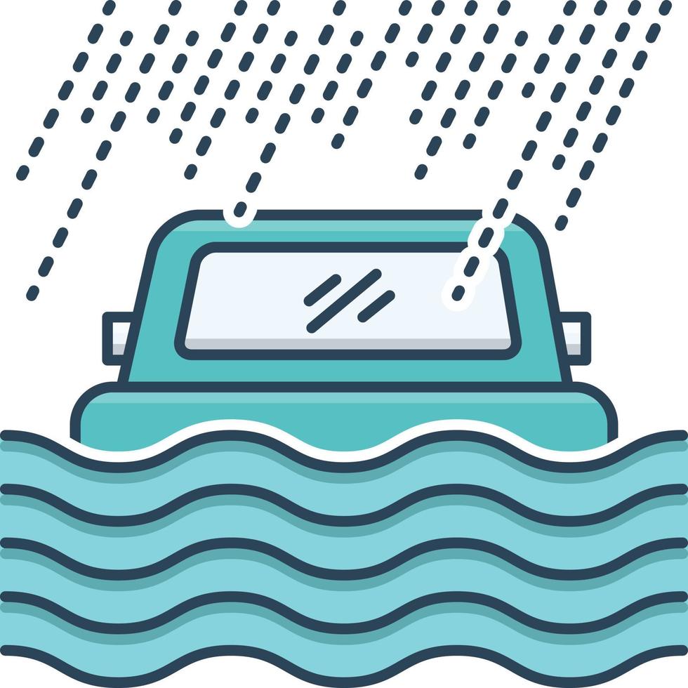 icône colorée pour la couverture des inondations vecteur