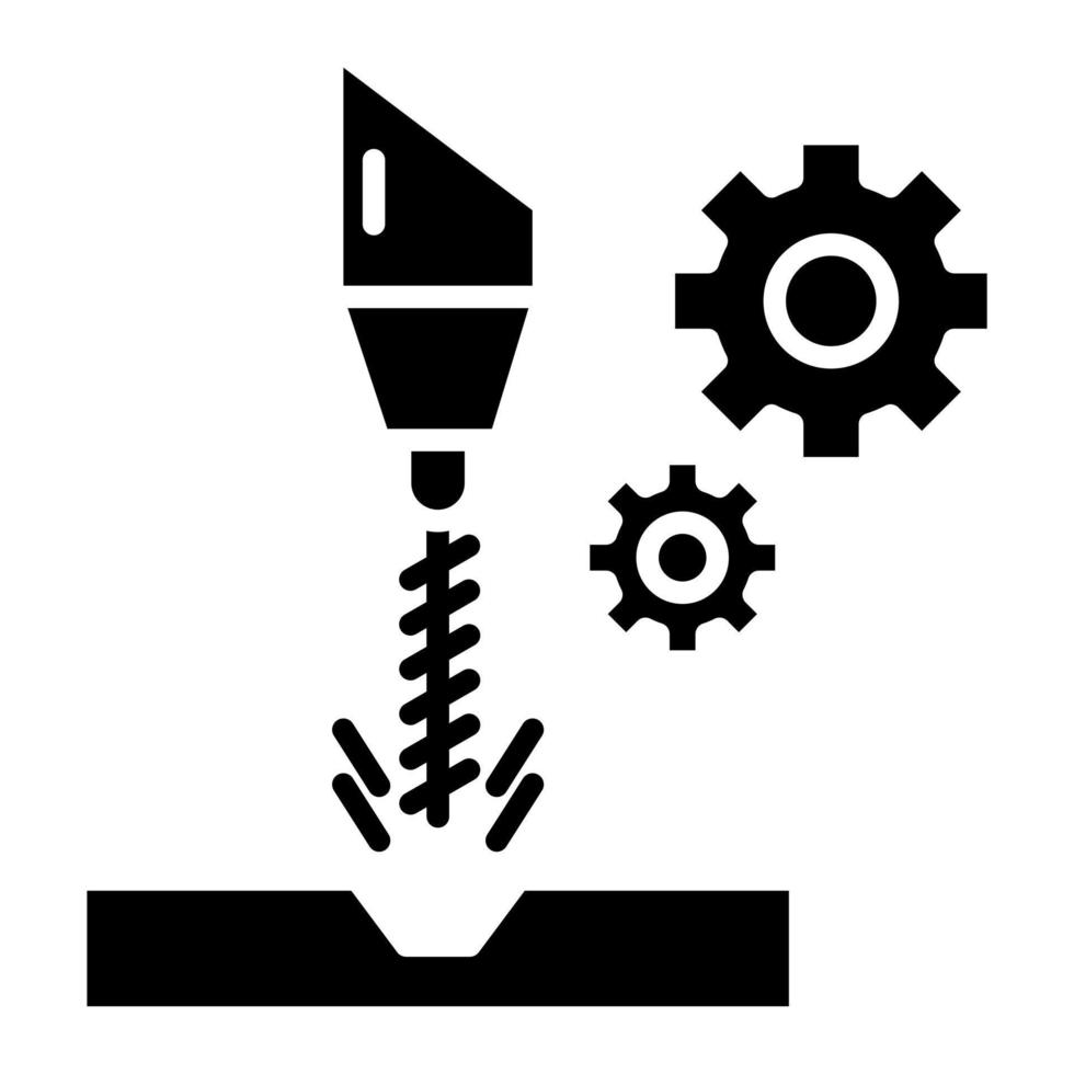 icône de glyphe de machine cnc vecteur