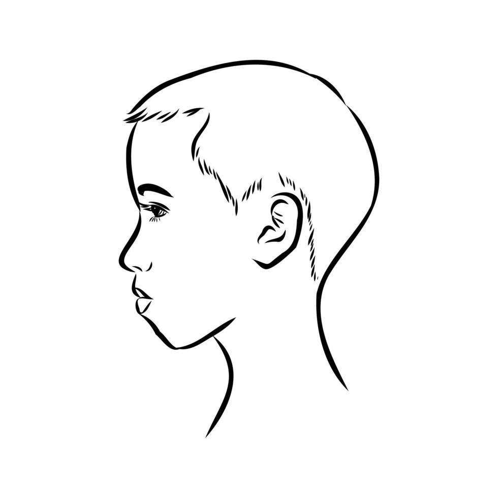 croquis de vecteur de profil enfant