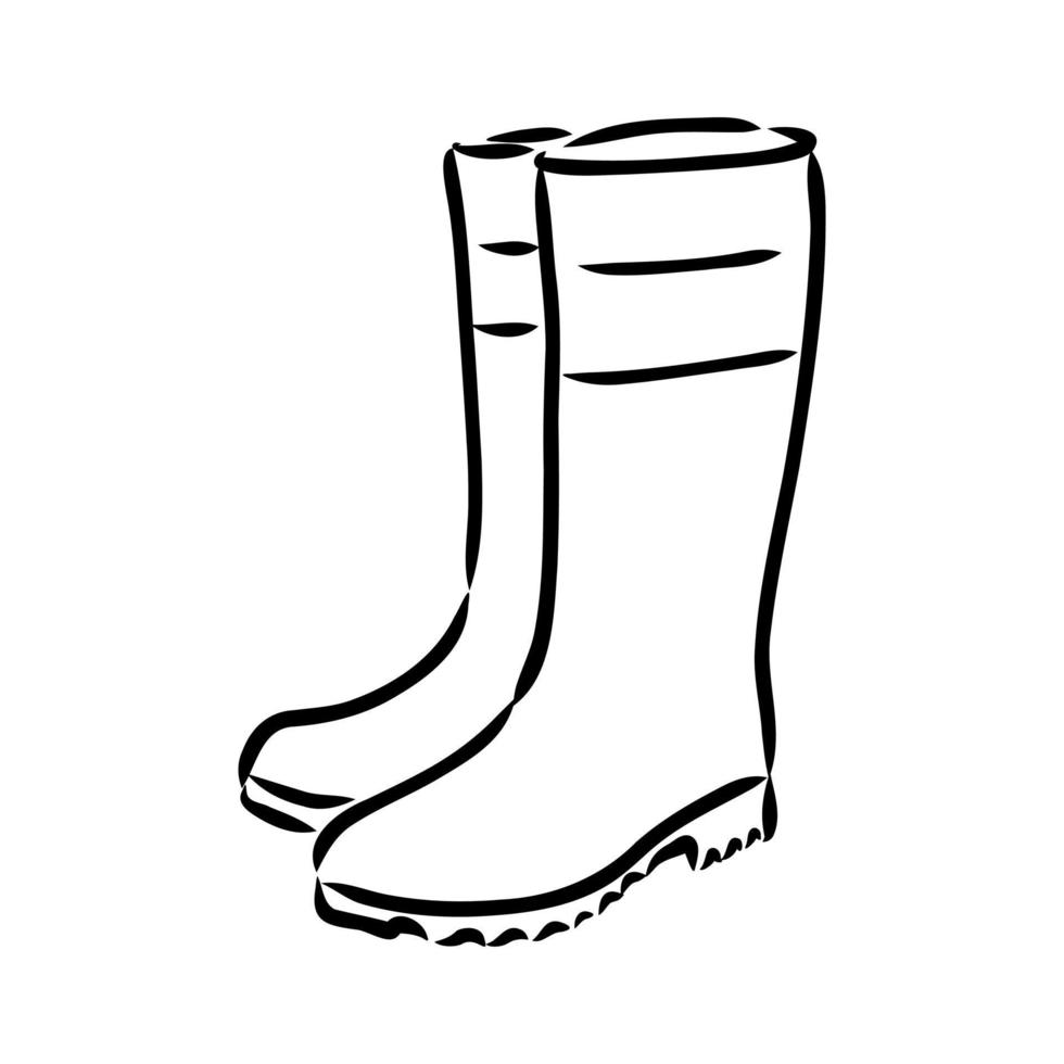 croquis de vecteur de bottes en caoutchouc