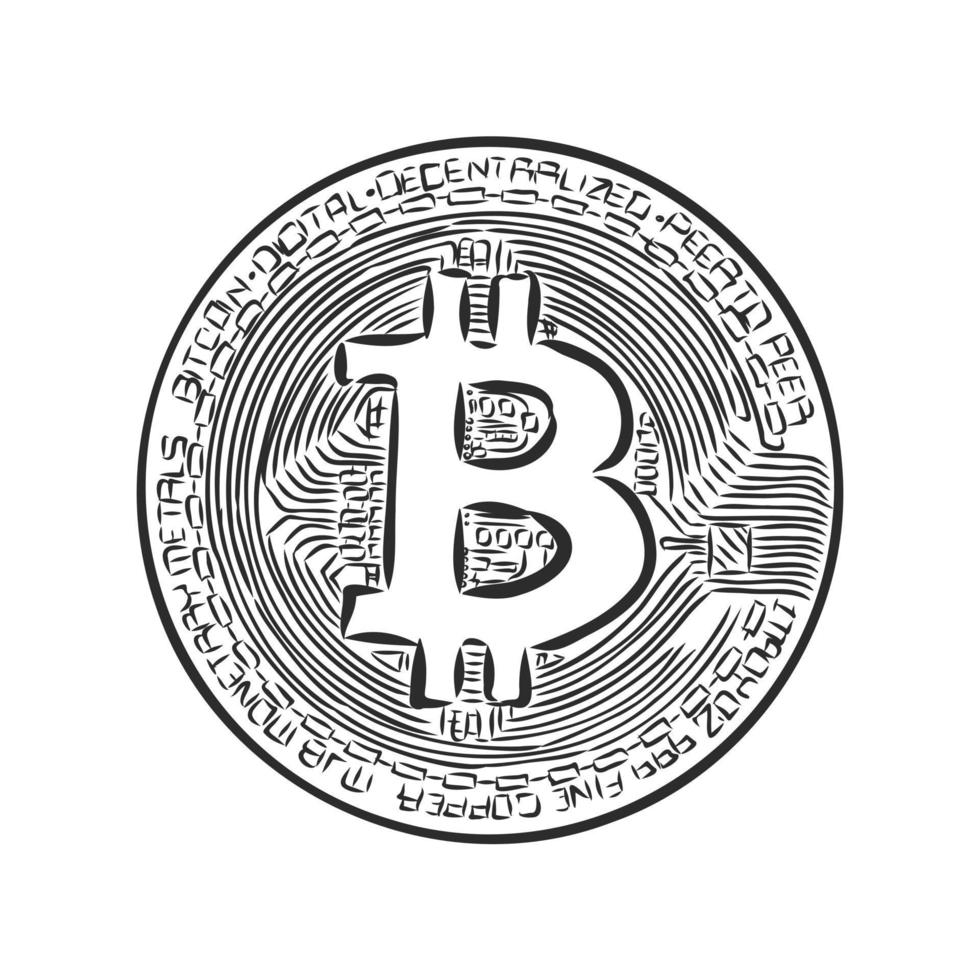 croquis de vecteur de signe bitcoin