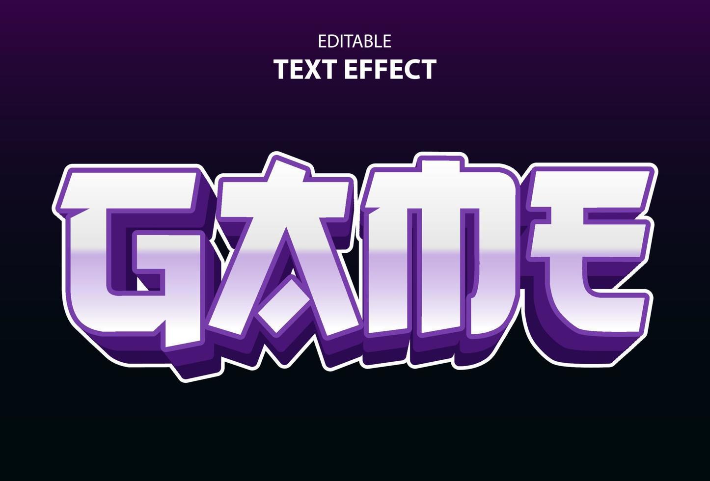 effet de texte de jeu avec couleur violette modifiable pour le logo. vecteur
