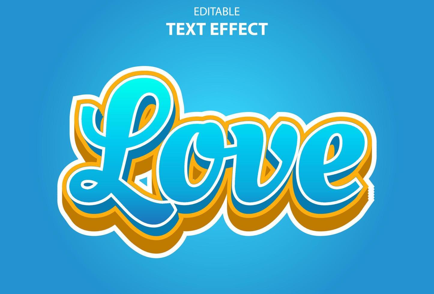 effet de texte d'amour avec un style 3d de couleur bleue pour le modèle. vecteur