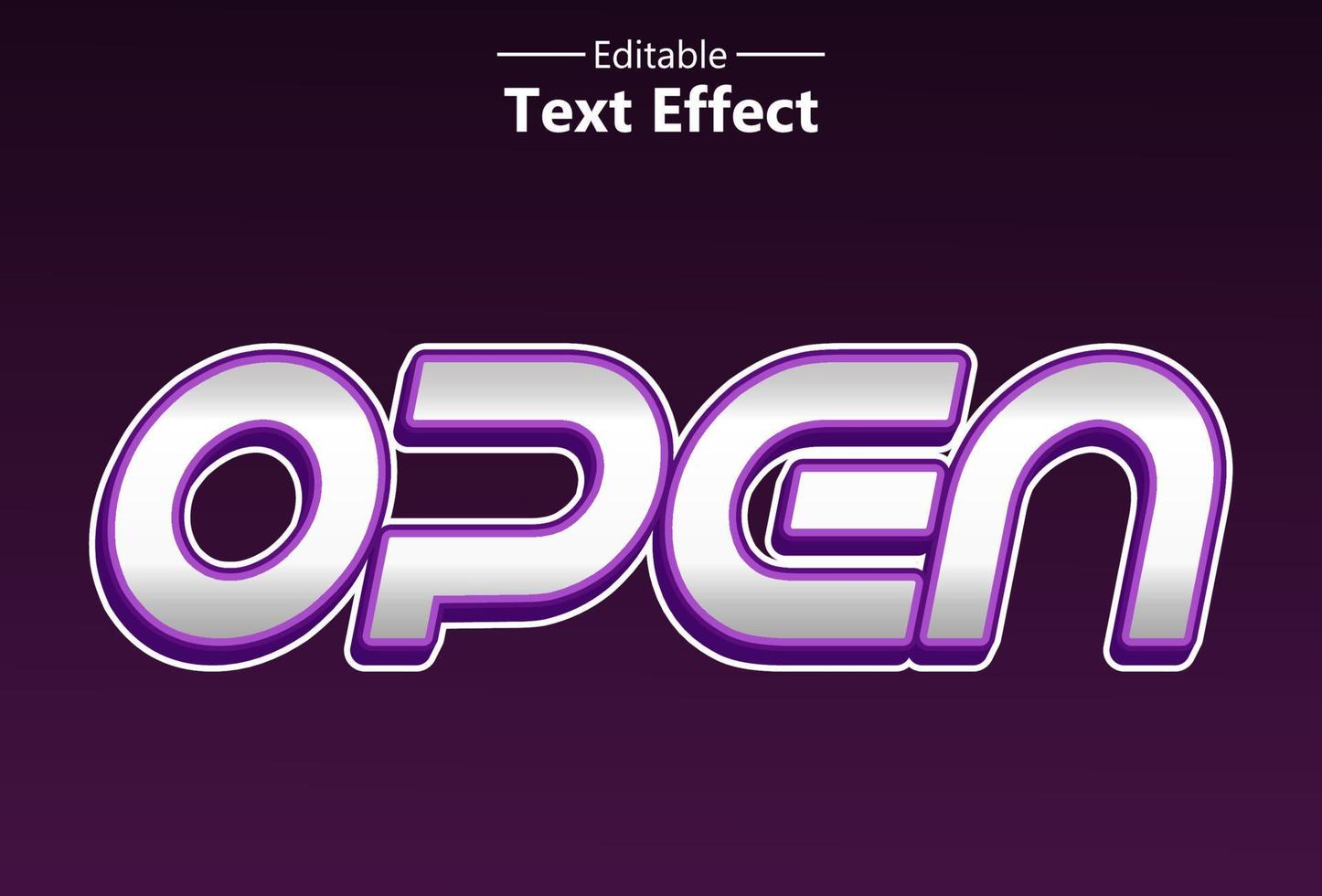 effet de texte ouvert avec couleur violette pour la marque et le logo. vecteur