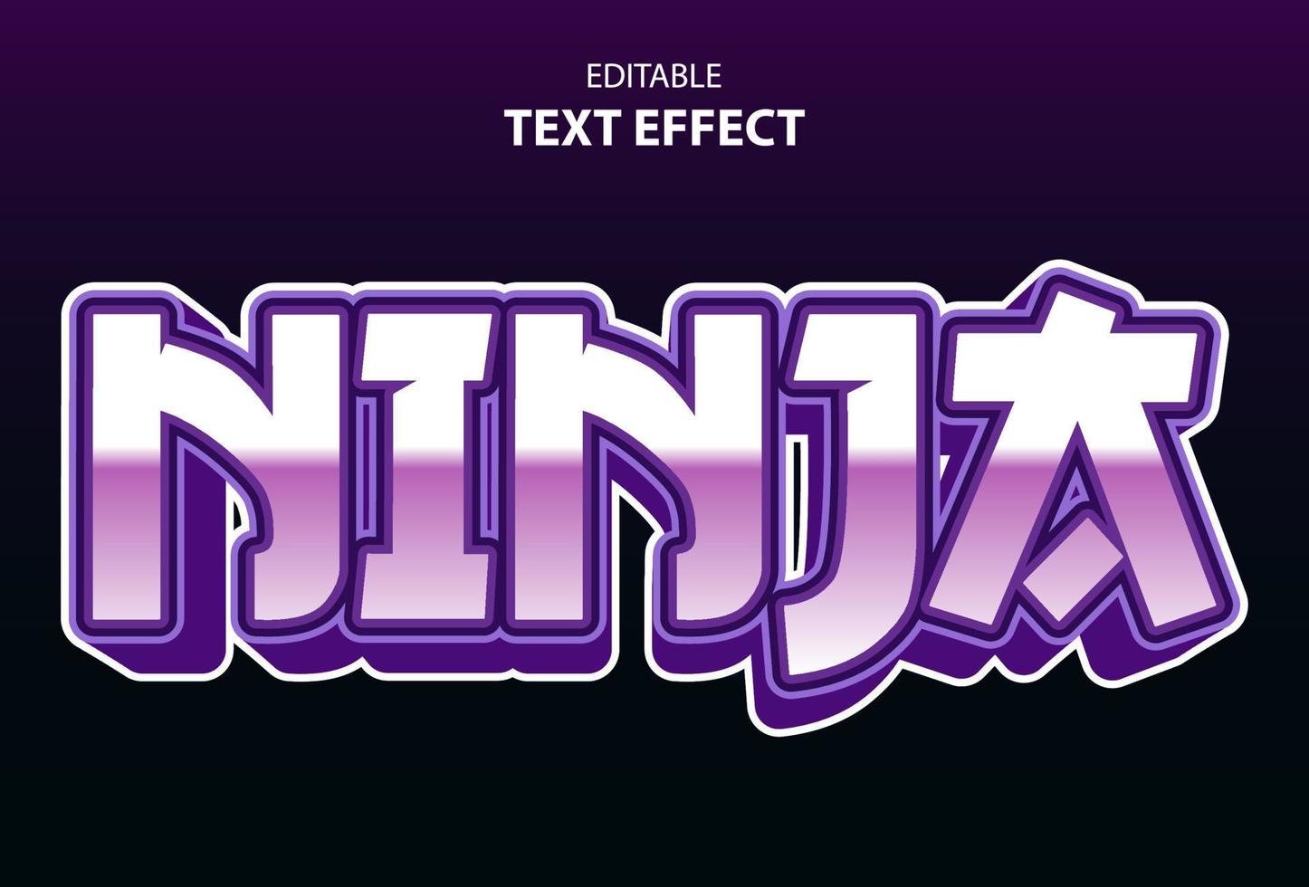 effet de texte ninja avec couleur violette modifiable pour le logo. vecteur