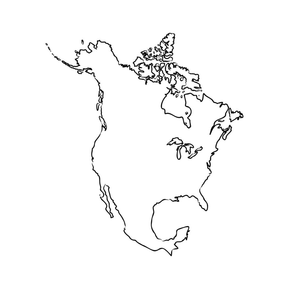 croquis de vecteur de carte amérique du nord