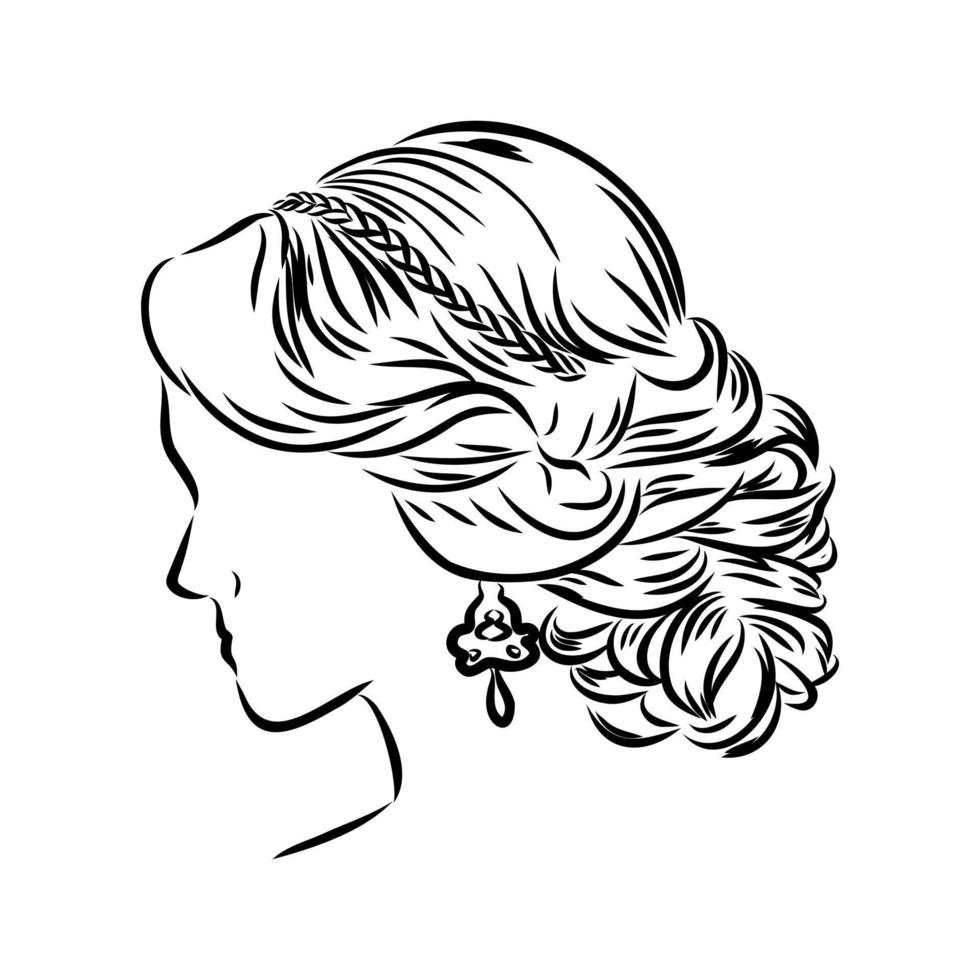 croquis de vecteur de belle coiffure