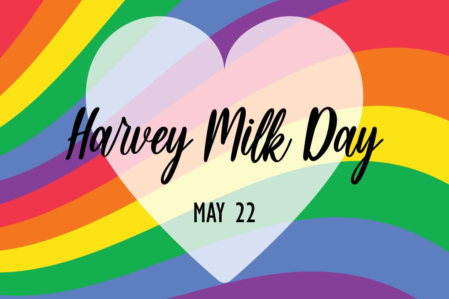 harvey milk day le 22 mai - modèle de bannière horizontale. arc-en-ciel lgbtq couleurs du drapeau de la fierté gaie fond rayé. illustration vectorielle. vecteur