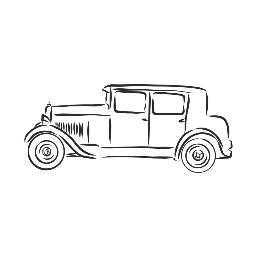 croquis de vecteur de voiture rétro