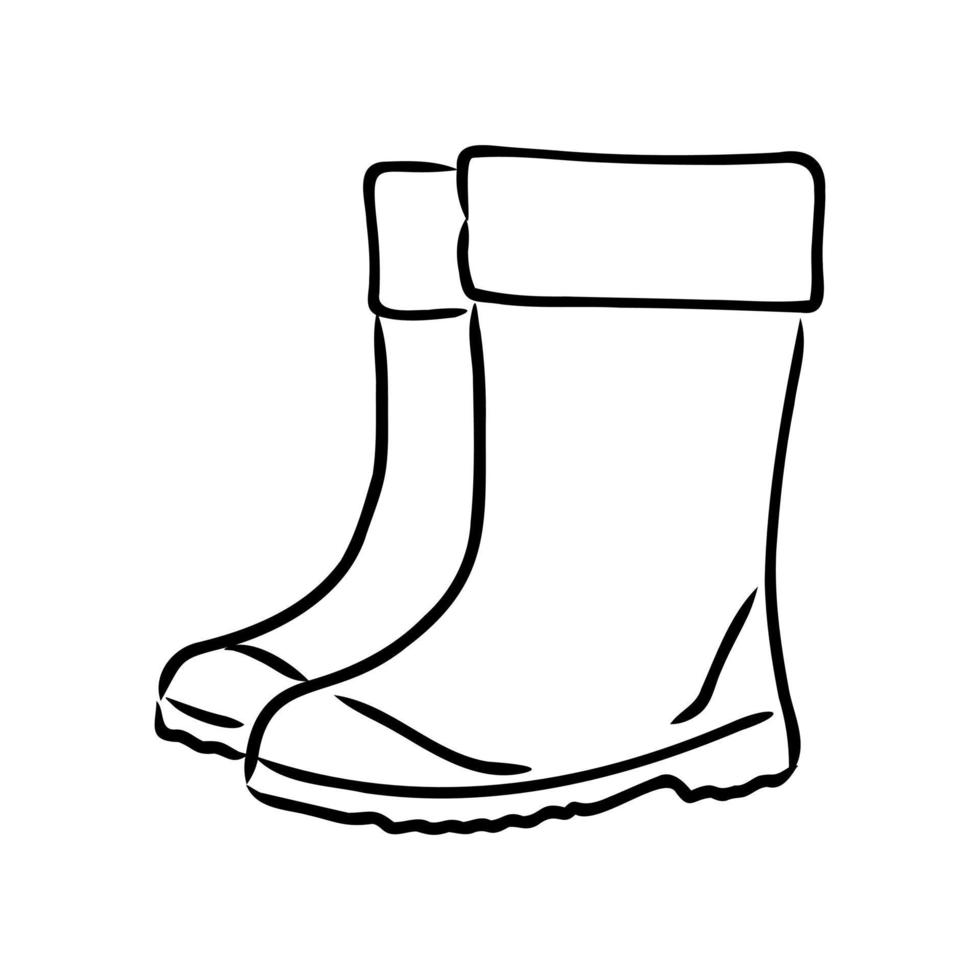 croquis de vecteur de bottes en caoutchouc