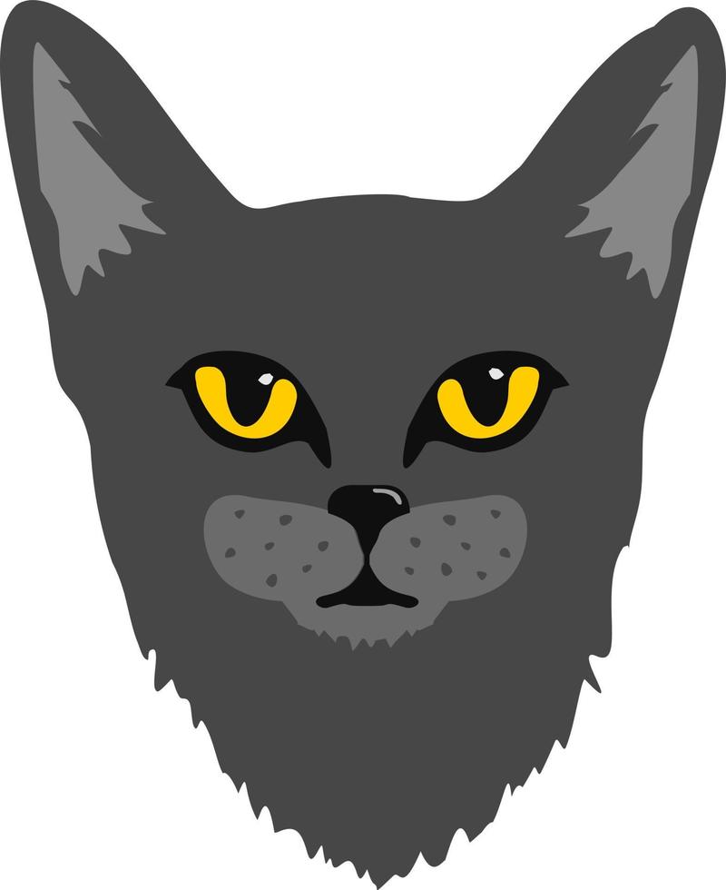 illustration vectorielle tête de chat noir. icône de chat de dessin animé simple. silhouette noire d'un chat vecteur
