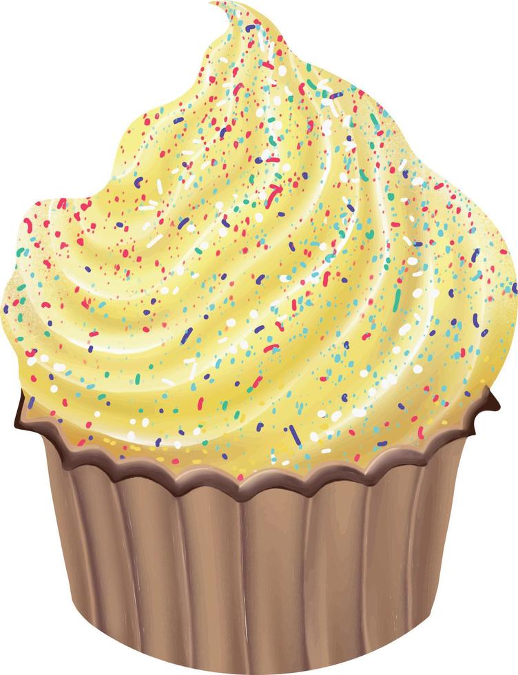 cupcake à la crème jaune. illustration vectorielle vecteur