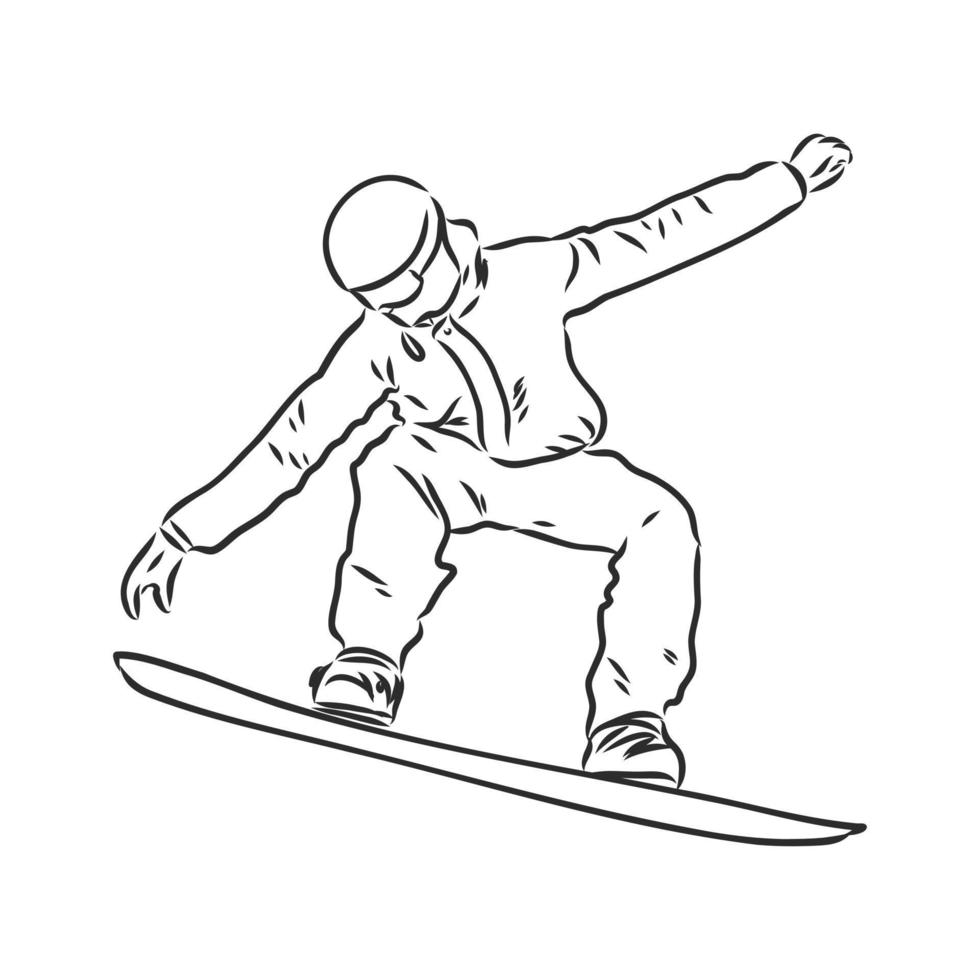 croquis de vecteur de snowboard