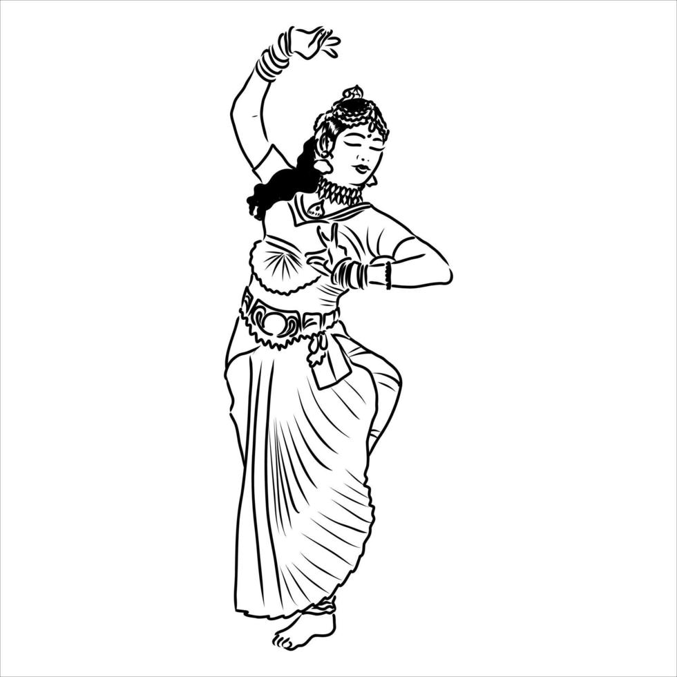 croquis de vecteur de danse indienne