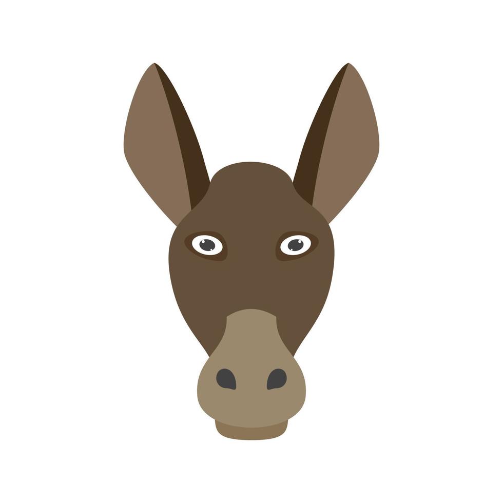 icône de couleur plate de visage d'âne vecteur