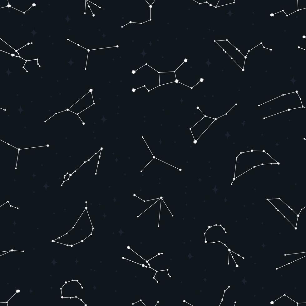 constellations dessinées à la main. modèle sans couture de griffonnage vecteur