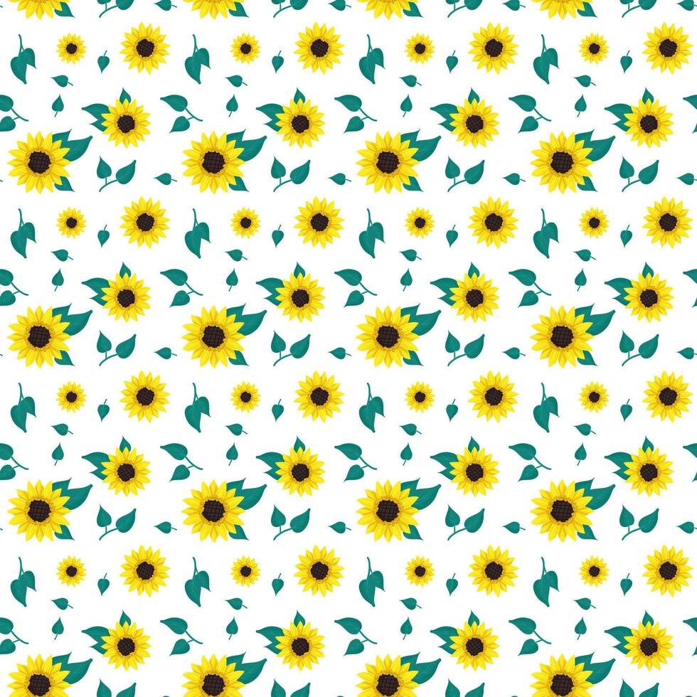 modèle sans couture avec des tournesols jaunes sur fond blanc. impression avec élément de la nature, plante pour la décoration et le design. illustration vectorielle plate vecteur