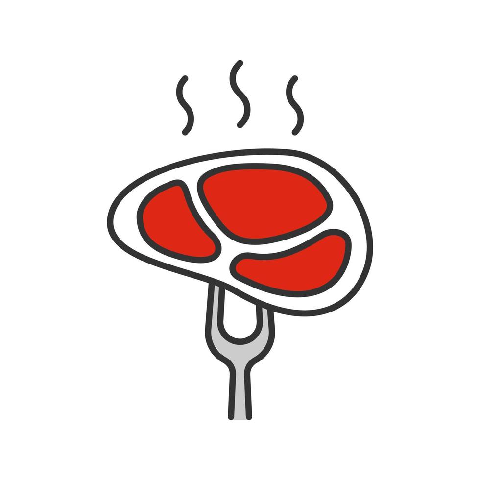 steak sur l'icône de couleur de fourche à découper. illustration vectorielle isolée vecteur