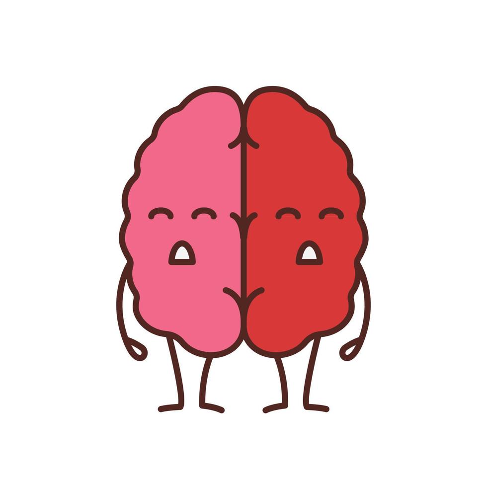 triste icône de couleur d'emoji de cerveau humain. démence, accident vasculaire cérébral. caractère d'organe du système nerveux malsain. illustration vectorielle isolée vecteur