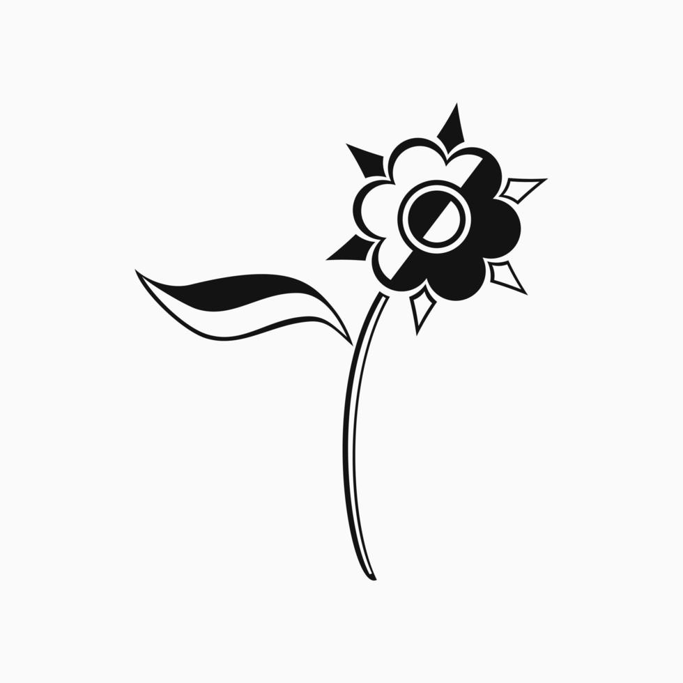 icône de vecteur de tournesol. noir et blanc. ligne et style simple. adapté au logo, à l'icône, au symbole ou au signe