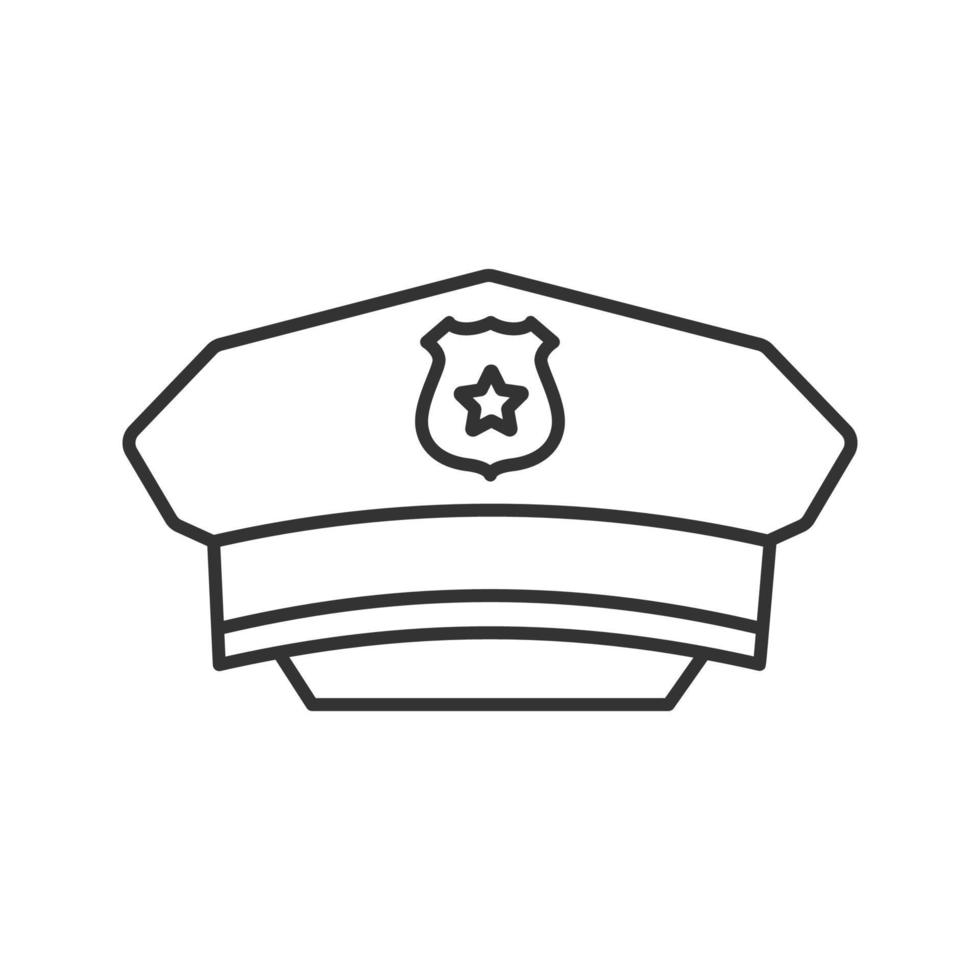 icône linéaire de chapeau de policier. illustration de la ligne mince. bonnet de flic. symbole de contour. dessin de contour isolé de vecteur