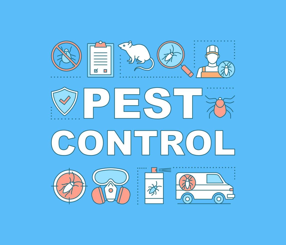 bannière de concepts de mots antiparasitaires. pesticide. présentation, site internet. idée de typographie de lettrage isolé avec des icônes linéaires. animal, insectifuge. illustration de contour de vecteur