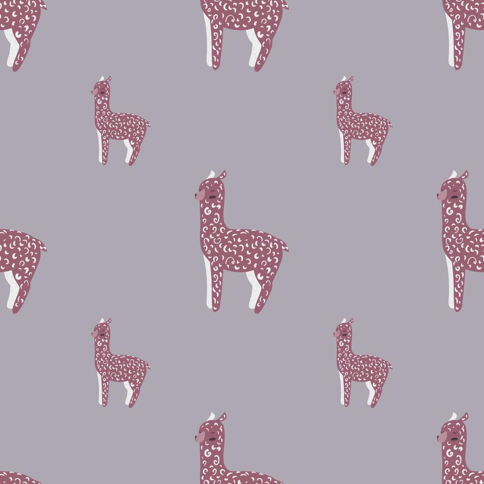 modèle sans couture d'alpaga joyeux. fond avec lama drôle dans un style doodle pour le tissu. vecteur