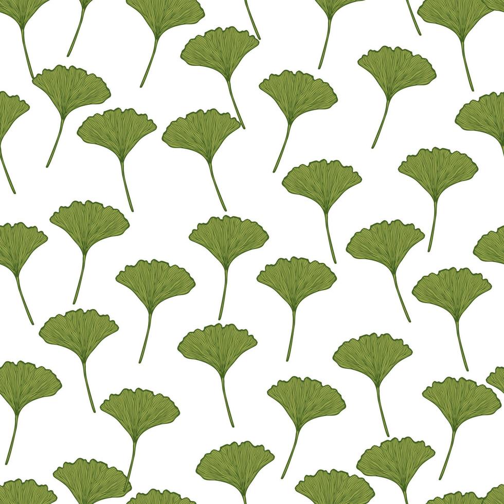 motif harmonieux de feuilles gravées de ginkgo biloba. fond vintage botanique avec feuillage dans un style dessiné à la main. vecteur