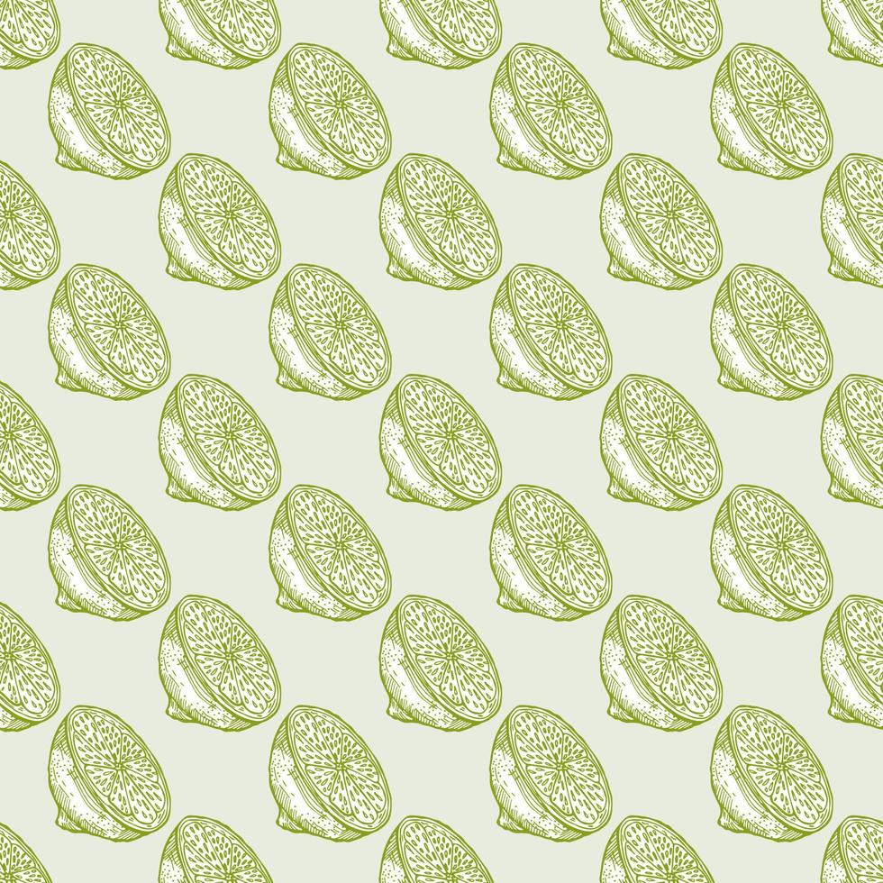 demi-gravure de citron à motif sans couture. fond vintage d'agrumes dans un style dessiné à la main. vecteur