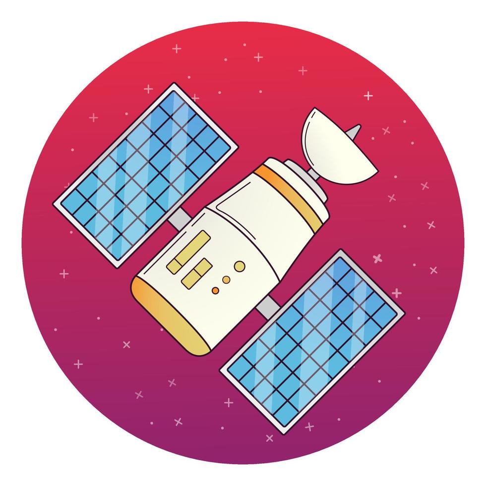 communication par satellite sans fil. icône de vaisseau spatial.signal de transmission. vecteur d'illustration plat isolé sur fond blanc.