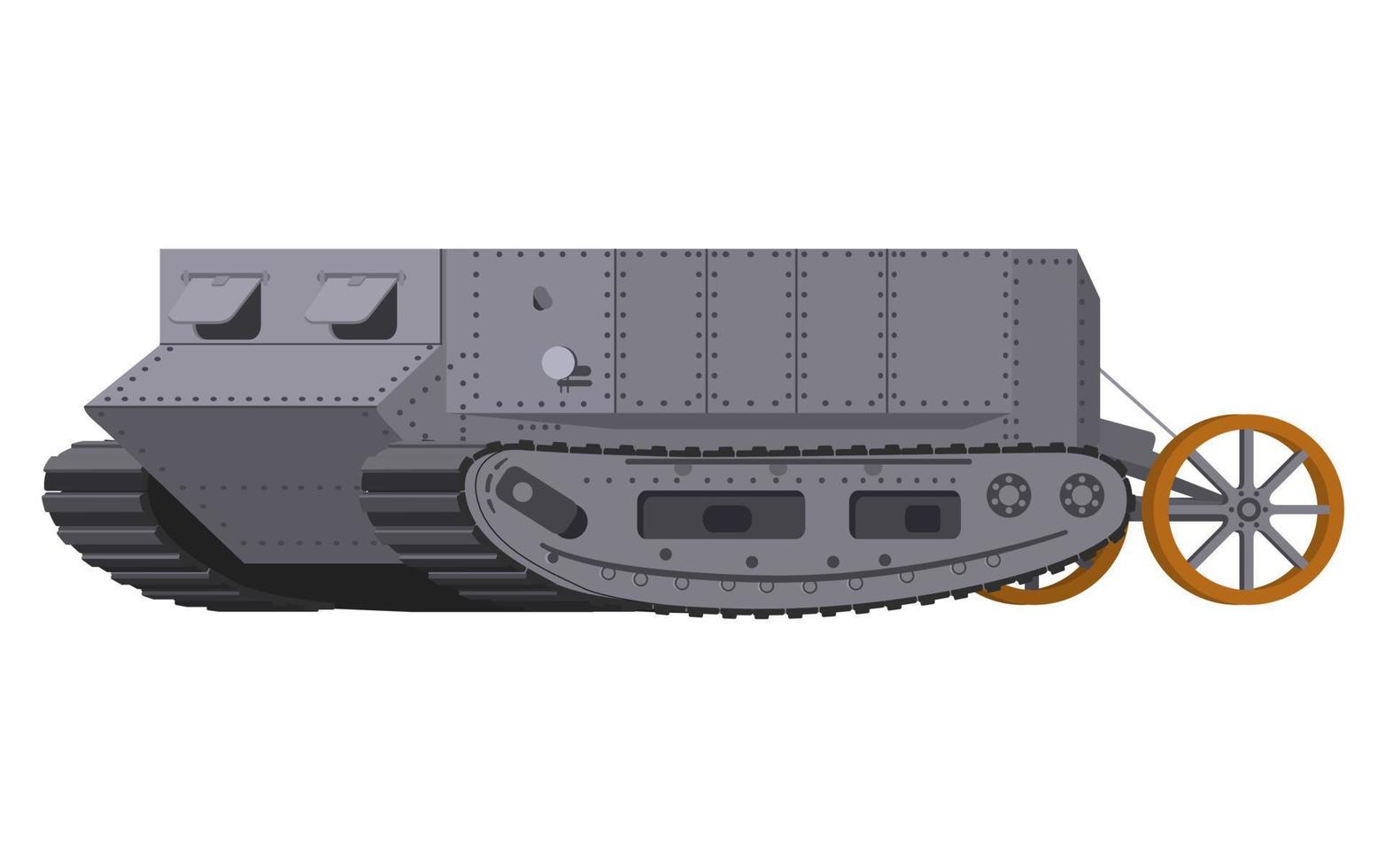 char britannique de la première guerre mondiale. véhicule blindé. illustration réaliste du vecteur d'équipement militaire isolé sur fond blanc.