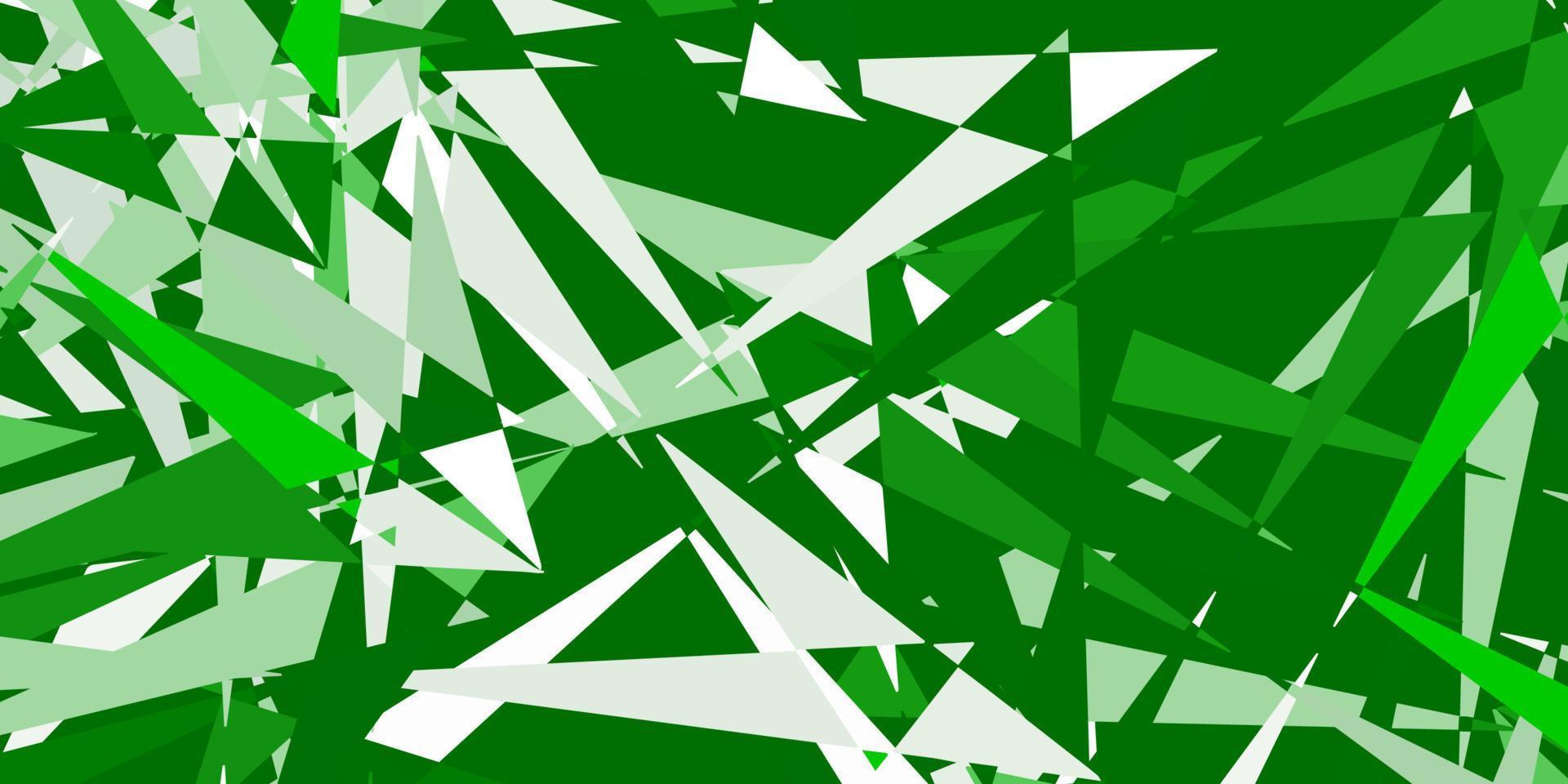 toile de fond de vecteur vert clair avec des triangles, des lignes.