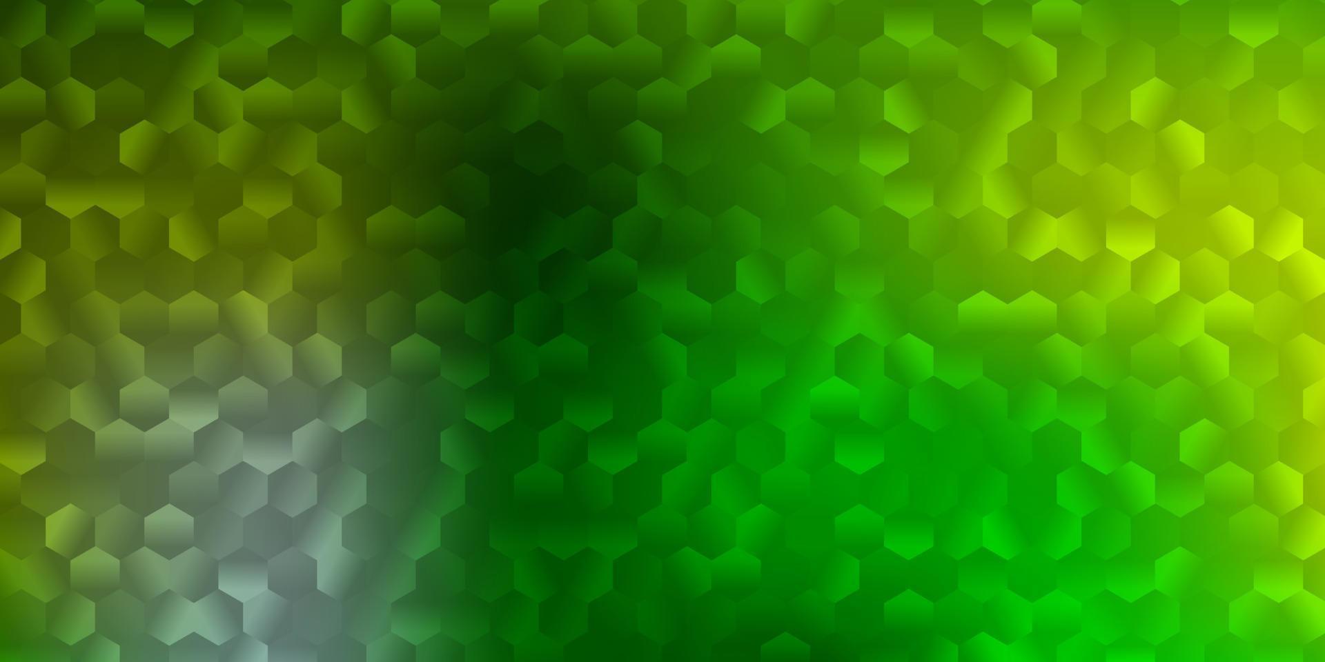 couverture vectorielle vert clair et jaune avec des hexagones simples. vecteur