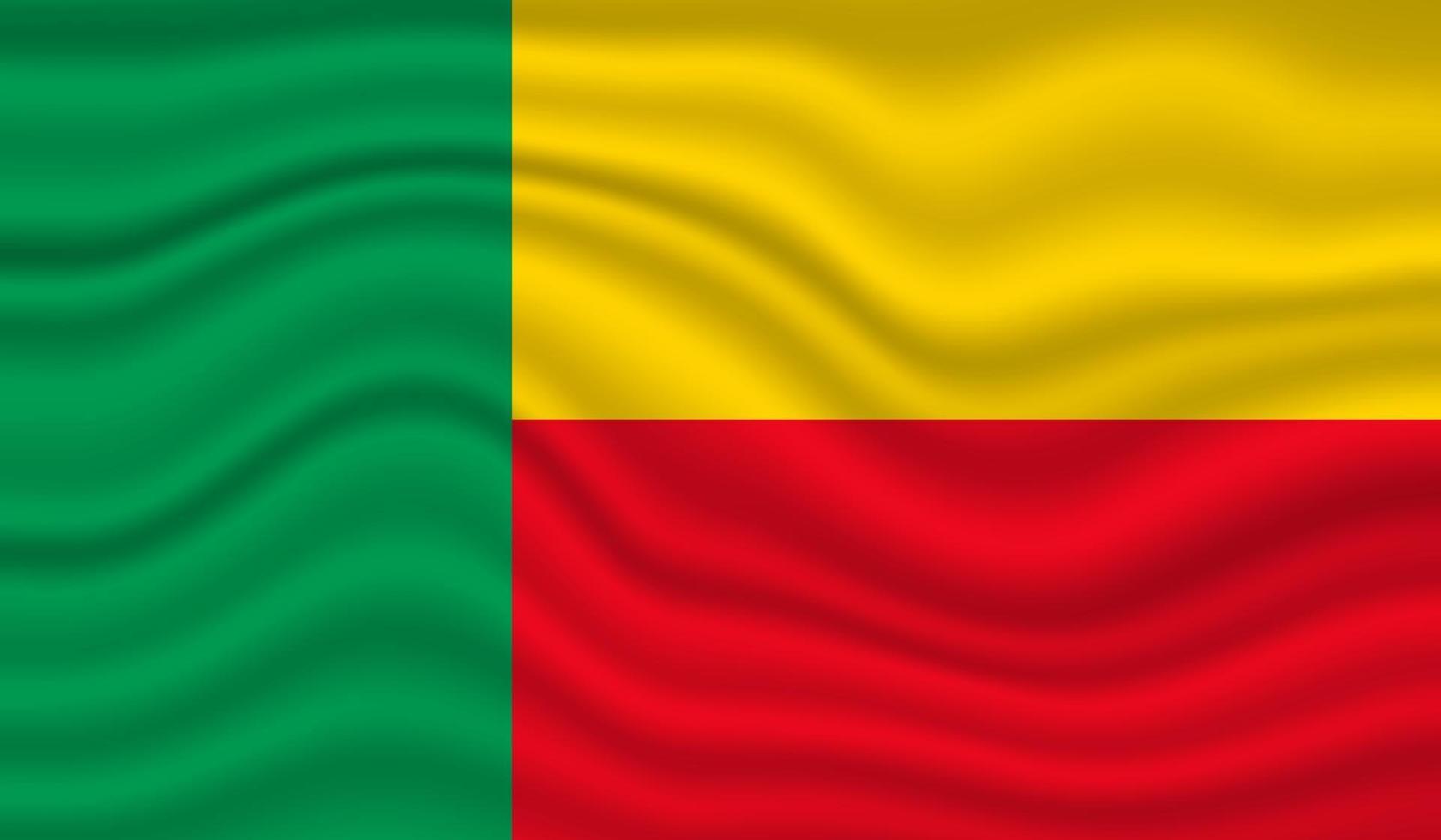 conception de vecteur de drapeau national béninois. drapeau bénin 3d agitant fond illustration vectorielle